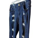 Between Us Distressed Skinny‎ Jeans Size 14 Dark Wash Denim Ripped Punk # Blue Photo 3