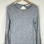 Loft  gray speckled textured open back long sleeve rib knit sweater dress M NEW Photo 1