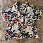Philosophy  Multicolor Tropical Floral Button Up Cropped Blouse with Raw Edges S Photo 0