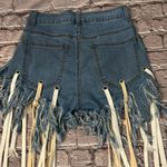 Hot & Delicious  Denim Fringe Shorty Shorts Jorts S Festival Boho Cowgirl Rave Photo 6