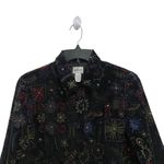 Chico's  0 Y2K Boho Jacket Polo Blazer  Black Velvet Embroidered Jewel Lined Boho Photo 1
