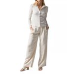 Sanctuary  Ribbed‎ Knit Collared Puff Sleeve Button Up Shirt Women's XL White Photo 1