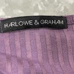 Harlowe $ Graham Harlowe & Graham Purple Ribbed Lace Up Neck Knit Top - Size Large - Long Sleeves Photo 3