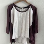 Free People We The Free Shoulder Cut Out Flowy Baseball Tee T-Shirt Small Photo 0