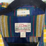 J.Crew Men Navy & Yellow Plaid Slim Fit Mid Weight Flannel Button Up Size S Photo 3