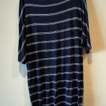 Michael Stars  navy blue with white stripes Dolman sleeve drop waist dress- Med Photo 6