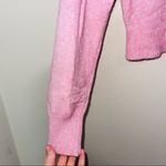 Poof! ! New York Pink Hooded Knit Pullover Cropped Sweater Photo 3