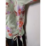 Meraki floral half top with elastic sleeves & bottom Green Size L Photo 3