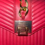 Badgley Mischka Quilted Flap Shoulder Bag Red New With Tags Gold Tone Chain Photo 4