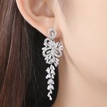 Bridal Earring Crystal With CZ Stone/ Fine Silver Plated Photo 4