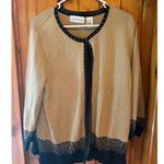 Alfred Dunner Cardigan WomensLarge Gold Black Metallic Sparkle Knit Button Front Size L Photo 0