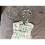 Lulus NWOT Medium Effortlessly Abloom Green Floral Ruched Halter Maxi Dress Photo 5