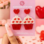 Cute Heart Cupcake Earrings π§π Girly Valentine Aesthetic Jewelry Photo 0