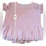 Jason Wu Pink Smocked Chiffon Top Women’s Size 6 Short Sleeve Lightweight Photo 9