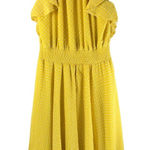 Eliza J  Dress Swiss Dot Halter Ruffle Sharkbite Hem Polka Dot Yellow Size 18 Photo 0