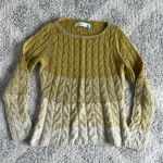 Anthropologie  Sparrow Ombre Cable Knit Crewneck Sweater Size Small Yellow Green Photo 2