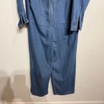 Blue Denim Long Sleeve Hooded Wide Leg Jumpsuit Sz M Size M Photo 3