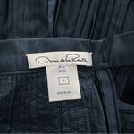 Oscar de la Renta Dark Blue Pleated silk Skirt Photo 6