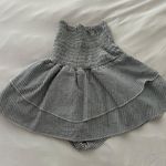 Blue Life Planet Blue  Womens Smocked Striped Drop Waist Mini Skirt Blue White Photo 1