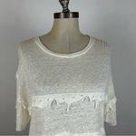 IRO  Jeans Cream Distressed Birtie Linen Destroyed Tee Photo 3