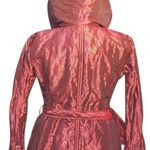 Cache Berry Metallic Sheen Jacket Lined Belt Puffer Exaggerated Collar NWT $238 Red Size M Photo 11
