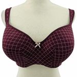 Cacique Lane Bryant Burgundy Printed Balconette Underwire Bra 42DD Photo 8