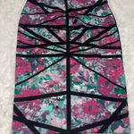 Bisou Bisou pencil length black pink floral pattern skirt woman’s XL Photo 0