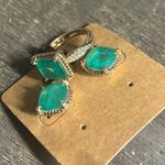 Bomb Party Emerald & CZ Goldtone Cushion Stone Earrings & Ring Set Gold Photo 0