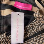 Pookie & Sebastian NWT Sonja Mesh Stripes Bandage Bodycon Dress Beige Size Large Photo 7