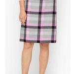 Talbots  Pink Gray Black Dreamy Plaid Wool-Blend A-Line Skirt Sz 14 Side Zip Photo 0
