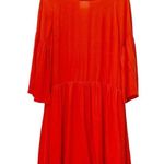 JUST Female Garner Layered Dress Oversized Flowy Midi Orange Red Size Small Photo 3