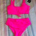 Zaful NWT  Two Piece Button Bathing Suit Hot Pink Photo 0