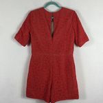 BCBGMAXAZRIA Haile Red Lace Crochet Romper Medium Short Sleeve Holiday Cocktail Photo 14
