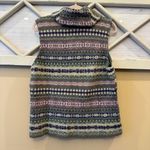 CHAPS  Knit Sweater Vest Women Size L Front Buttons Green‎ Purple Patterned Shawl Photo 3