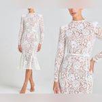 NWT Nadine Merabi Juliette Long Sleeve Lace Long sleeve White midi Dress sz 12 Photo 2