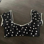 LPA  Revolve Drizella  Swim Top in Gigi Dot Sz M Black Photo 2