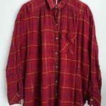 Free People  Break My Stride Oversized Button Up Red Plaid Shirt Long sleeve M Photo 0