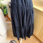 frame denim FRAME Women's Apothea Gathered Seam Lace Inset Dress Navy Linen Blend Size XS‎ Photo 6