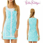 Lilly Pulitzer Mcfarlane Embroidered Stretch Shift Seaside
Aqua Dress Size 2 Photo 1