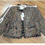 L'Agence  Angelina Gold black Tweed Plaid Jacket fringe trim size 18 Photo 5