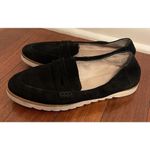 Caslon  Black Suede Penny Loafers Size 8.5 Women’s White Sole Photo 2