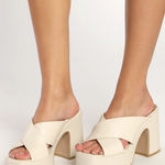 Dolce Vita Wonder Ivory Leather Platform Slide Sandals 9 White Photo 0