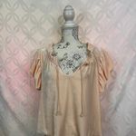 Free People  Terese‎ Top Pink Tint Flutter Short Sleeves Size M Photo 2