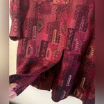 Chico's Vintage 80's Blazer Silk Duster Fashion Trench Red Metallic Print Size 2 Photo 12