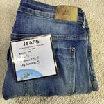 ZARA  Denim 1975 Distressed Blue Jeans Ankle Zipper Raw Hem‎ Ripped Photo 6