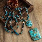 🎸🎸🎸BOGOHO 🎸🎸🎸Bohemian Chic Natural Stone and Glass Beads Necklace Blue Photo 1