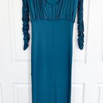 TOVE Riley Ruched Jersey Midi Dress Green Size 8 Photo 2