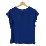 Ann Taylor  Royal Blue Flounce Short Sleeve Blouse XS Photo 1