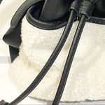 American Eagle Black Faux Leather White Sherpa Bucket Bag Photo 1