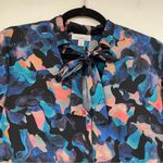 Allison Joy  Blue Floral Boho Tie Neckline Blouse Womens S Evereve Top Shirt Photo 7